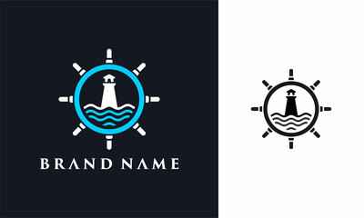 lighthouse ship rudder sea logo © Hasim
