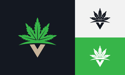letter V cannabis logo