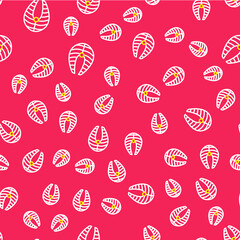 Line Fish steak icon isolated seamless pattern on red background. Vector