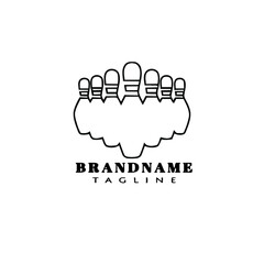 bowling cartoon logo icon design template black vector illustration