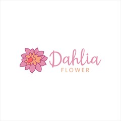 purple dahlia flower logo vector image with pink color concept illustration - obrazy, fototapety, plakaty
