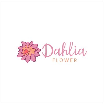 purple dahlia flower logo vector image with pink color concept illustration