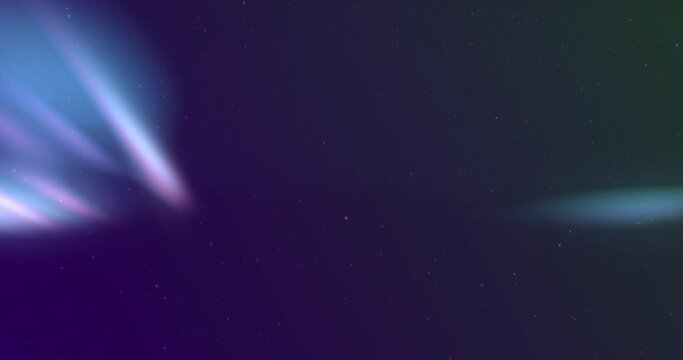 Animation of winter scenery with aurora borealis on blue background