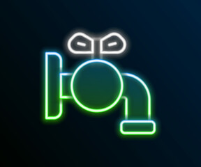 Glowing neon line Tap for a barrel icon isolated on black background. Colorful outline concept. Vector