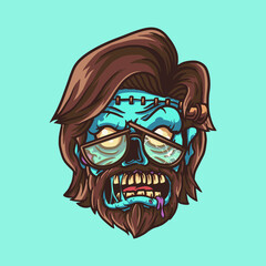 EL PROFESSOR ZOMBIE HEAD ILLUSTRATION