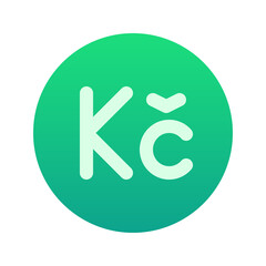 Illustration vector graphic icon of Czech Republic Koruna currency. Gradient Style Icon. Vector illustration isolated on white background. Perfect for website or application design.