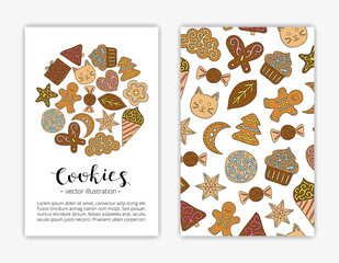 Card templates with hand drawn cookies.