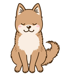 お礼する北海道犬（赤）