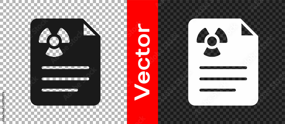 Poster black radiation warning document icon isolated on transparent background. text file. vector