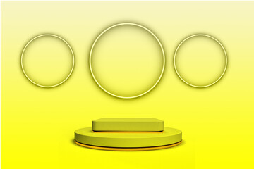 3d rendering geometric shape, Stage for awards on website in modern. Podium and minimal abstract background