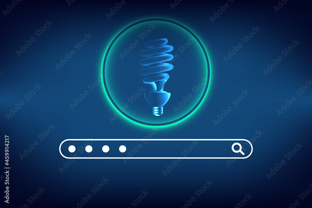Poster light bulb with idea loading, loading bar almost complete with idea being processed on a light bulb 