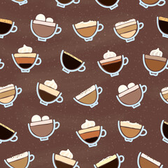 Seamless pattern with coffee drinks.