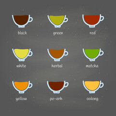 Different kinds of tea doodle.