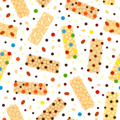 Seamless pattern with granola bars.