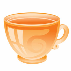 brown stylized cup with tea or coffee isolated object on white background, vector illustration,