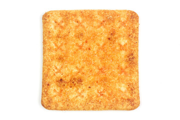 Barbeque flaver crackers isolated on white background, top view.