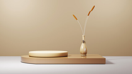 3D rendering of blank product background for displaying fashion and cream cosmetics decorations. Modern podium background for luxury product.