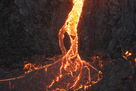 volcano erupting from aerial point of view