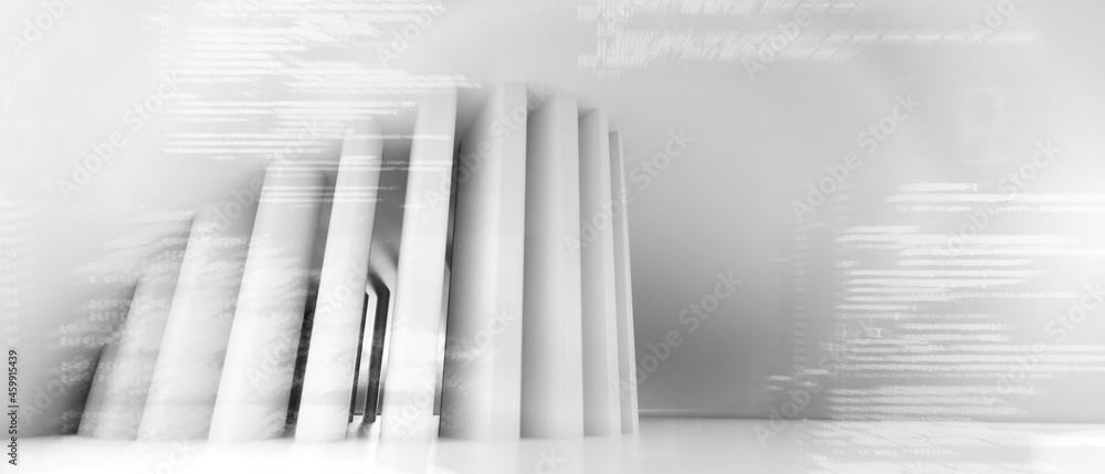Poster modern interior design architecture background with data - 3d rendering