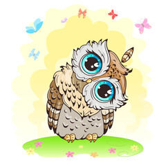 Cute little owl vector illustration