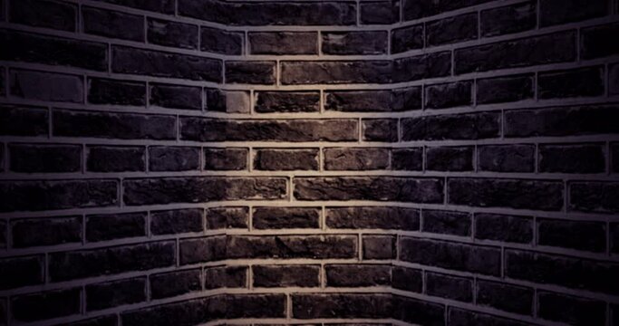 Digital animation of flickering light over copy space on brick wall background