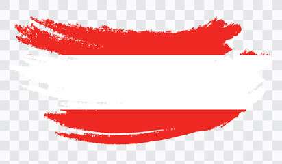 Grunge brush stroke with AUSTRIA national flag. Watercolor painting flag,poster, banner of the national flag. Style watercolor drawing. Vector isolated on transparent background.