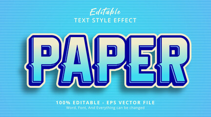 Editable text effect, Paper text on light blue color style template