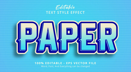 Editable text effect, Paper text on light blue color style template