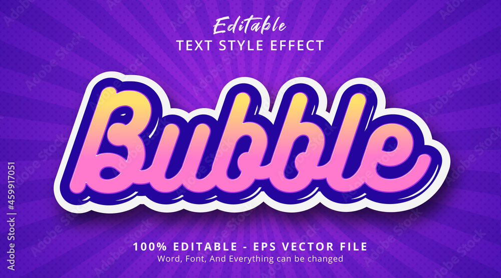 Poster editable text effect, bubble text on layered color style template