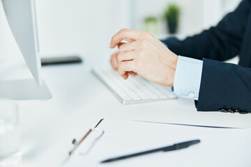 Desktop computer keyboard typing documents office