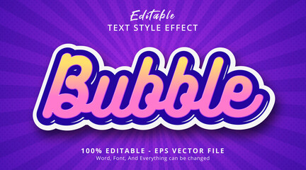 Editable text effect, Bubble text on layered color style template