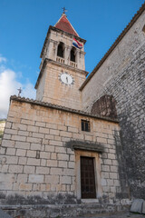 Fototapeta na wymiar Makarska, Croatia, St. Mark's Church in the center of town.