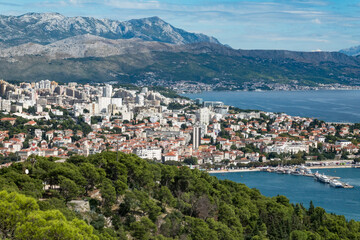 Fototapeta na wymiar Split, Croatia The skyline of the city and mountains.