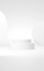 Podium abstract background. Geometric shape.Vertical white colors scene. Minimal 3d rendering. Scene with geometrical background. 3d render
