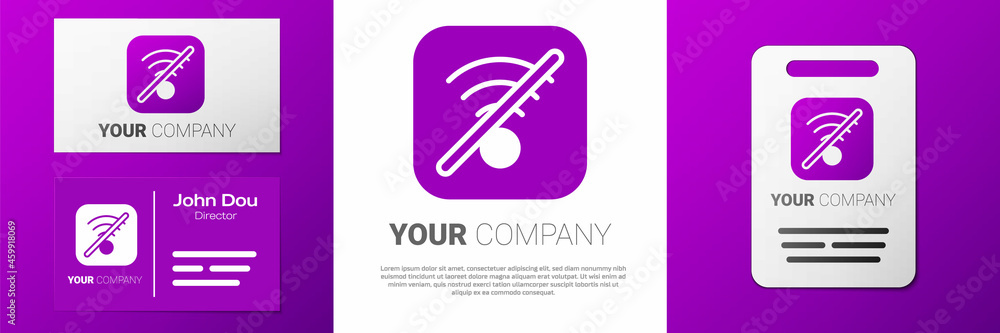 Poster logotype no wi-fi wireless internet network symbol icon isolated on white background. logo design te