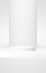 Podium abstract background. Geometric shape.Vertical white colors scene. Minimal 3d rendering. Scene with geometrical background. 3d render
