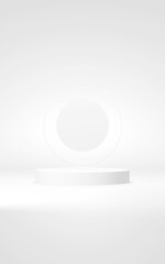Podium abstract background. Geometric shape.Vertical white colors scene. Minimal 3d rendering. Scene with geometrical background. 3d render