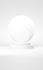 Podium abstract background. Geometric shape.Vertical white colors scene. Minimal 3d rendering. Scene with geometrical background. 3d render