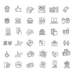 Market Shopping mall - minimal thin line web icon set. Outline icons collection. Simple vector illustration.