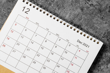 December 2021 desk calendar