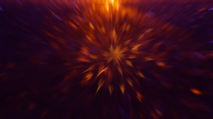 Dark abstract futuristic background. Digital explosion, ultraviolet neon glow, blurred geometric lines.