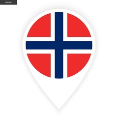Fototapeta premium Norway marker icon isolated on white background. Norway pin icon with white border on white background.