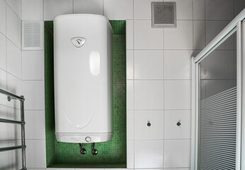 Water Heater, Boiler,  beautiful Bathroom interior design with water heater.