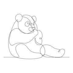 Continuous one line drawing of panda bear. © lumyaisweet