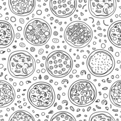 Seamless pattern with pizza.