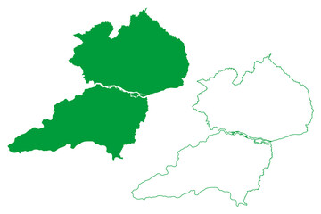 Obraz premium Santa Isabel do Rio Negro municipality (Amazonas state, Municipalities of Brazil, Federative Republic of Brazil) map vector illustration, scribble sketch Santa Isabel do Rio Negro map