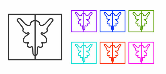 Black line Rorschach test icon isolated on white background. Psycho diagnostic inkblot test Rorschach. Set icons colorful. Vector