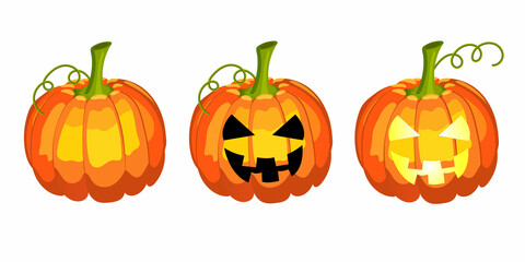 A set of pumpkins for the Halloween holiday