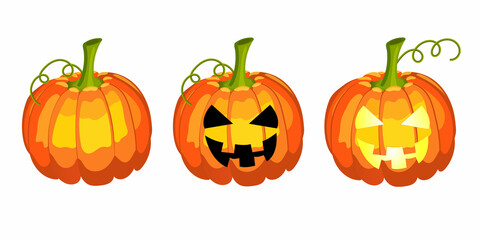 A set of pumpkins for the Halloween holiday