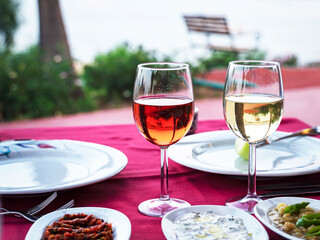 wine in a restaurant